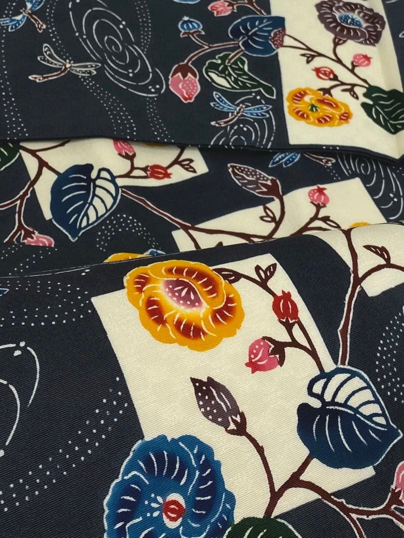 日本工芸会正会員 女流紅型作家 宮城里子 九寸名古屋帯 紋駒帯地 正絹