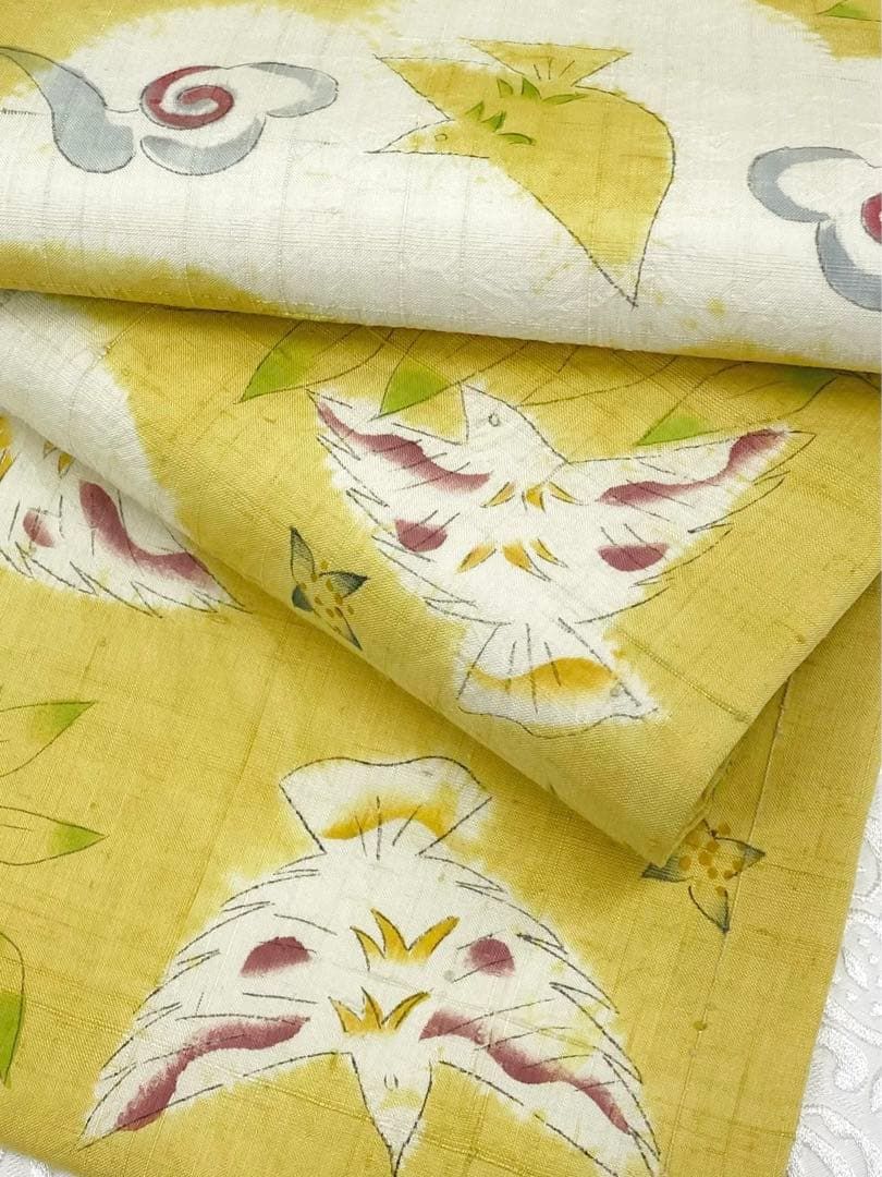 きものヱビス ■ 国画会準会員 鈴木紀絵作 紬地型絵染訪問着付け柄 きものヱビス □ 国画会準会員 鈴木紀絵作 紬地型絵染訪問着付け柄