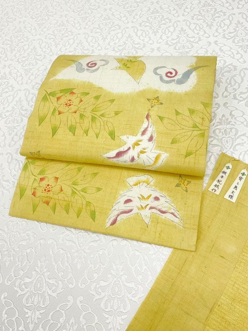 きものヱビス ■ 国画会準会員 鈴木紀絵作 紬地型絵染訪問着付け柄 きものヱビス □ 国画会準会員 鈴木紀絵作 紬地型絵染訪問着付け柄