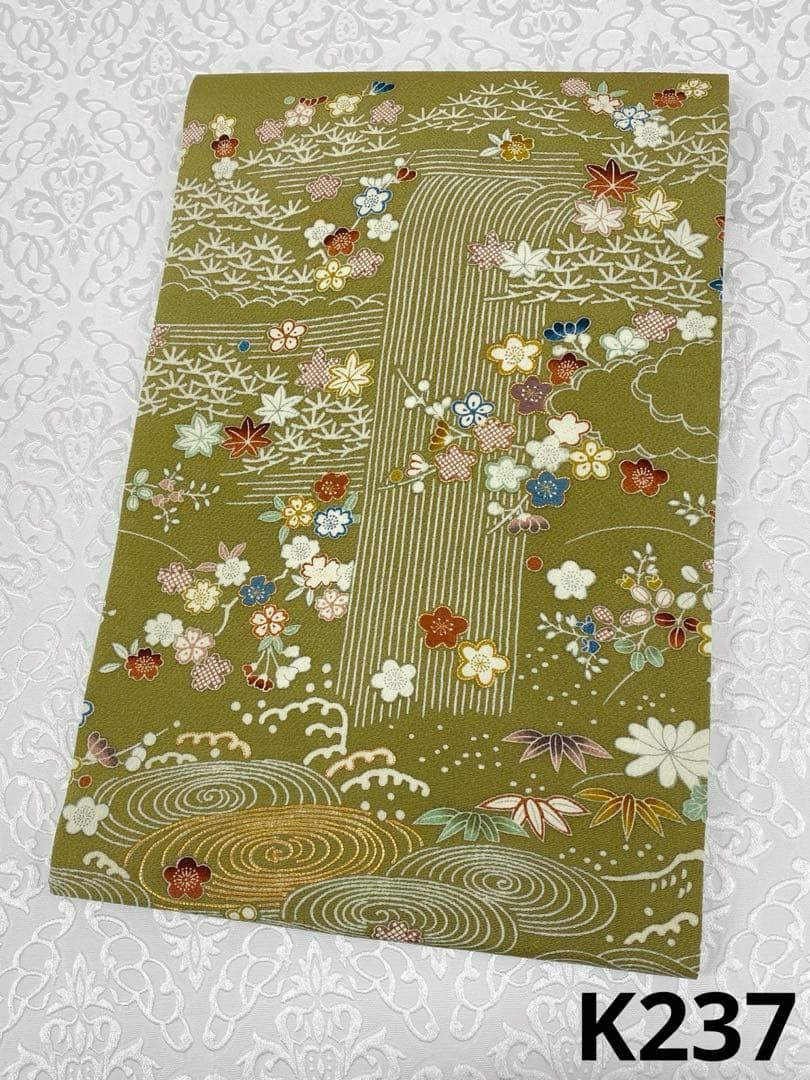 京友禅 御所解文様 手刺繍 九寸名古屋帯 金駒 鬼しぼちりめん 笹 正絹 