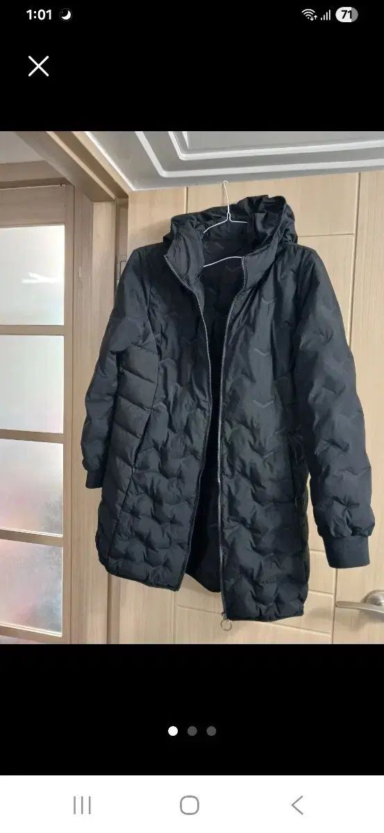 ブラック フーディー ロング ダウン アウター