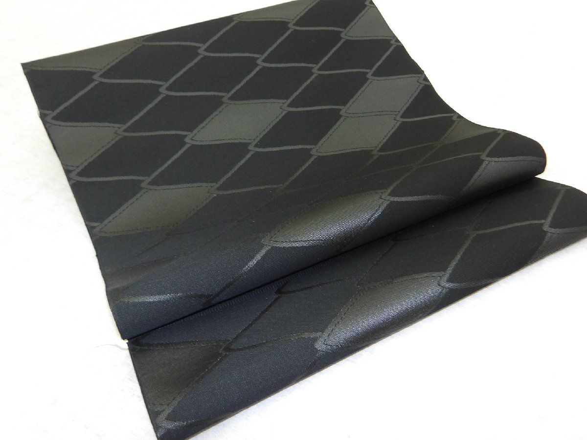 P40739 喪服用 黒共 九寸 名古屋帯 反物 c