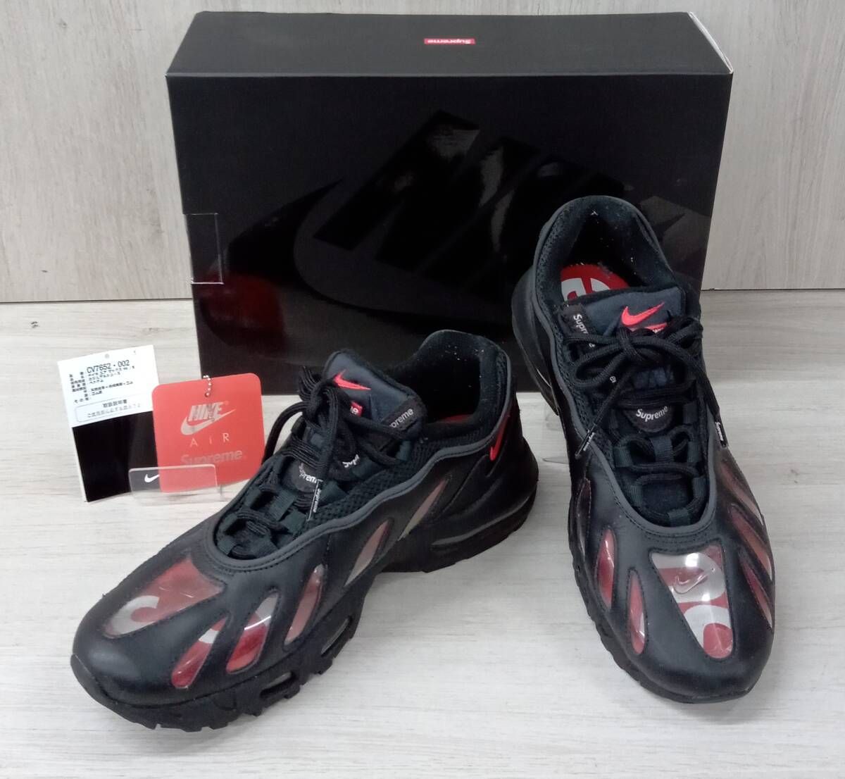 NIKE×Supreme|ナイキ×シュプリーム|スニーカー|CV7652-002|AIR MAX 96|Black|Speed Red|Clear|ブラック×レッド×クリア|27cm