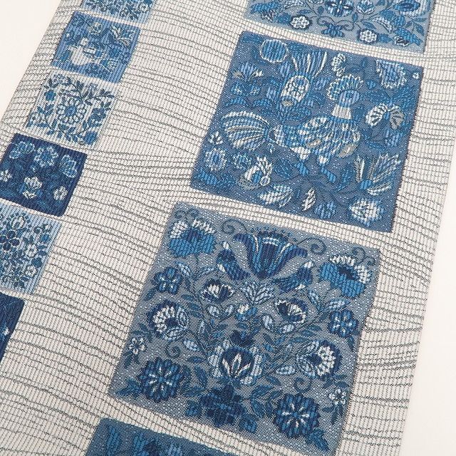 ❁tomihisa❁ 藍染苑 本藍染 更紗 着物 正絹 本藍染が語る更紗の物語 袋帯 6790