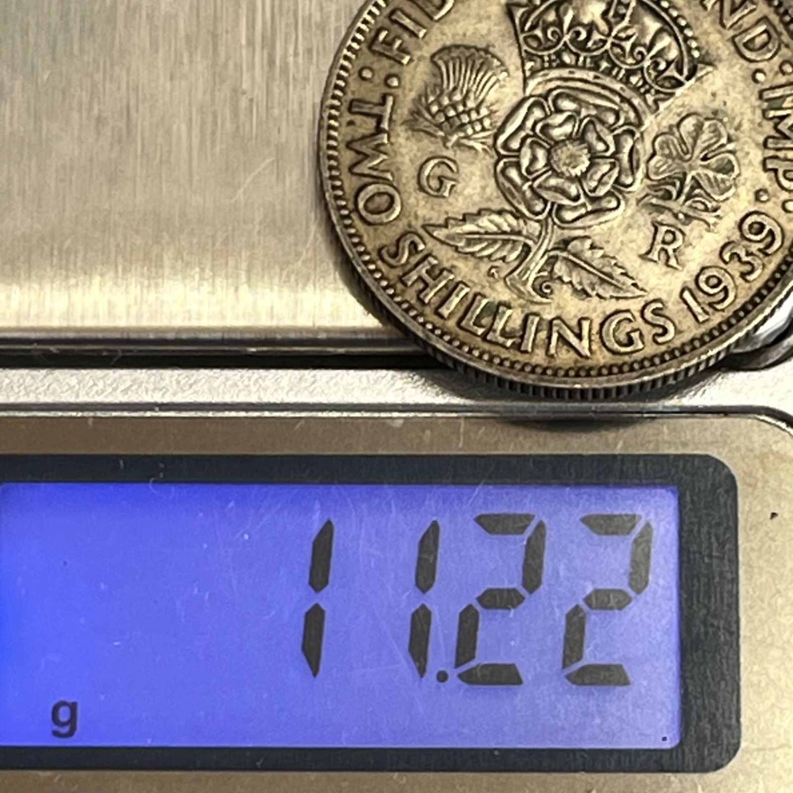 銀貨】1939年 イギリス ジョージ6世 2シリング銀貨／第二次世界大戦