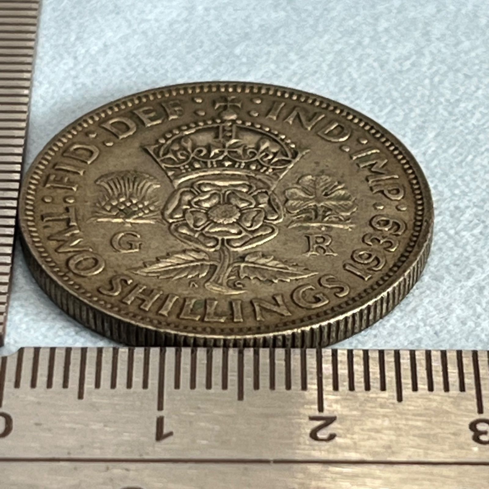 銀貨】1939年 イギリス ジョージ6世 2シリング銀貨／第二次世界大戦