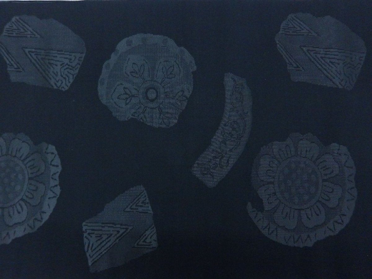 P40740 喪服用 黒共 九寸 名古屋帯 反物 t