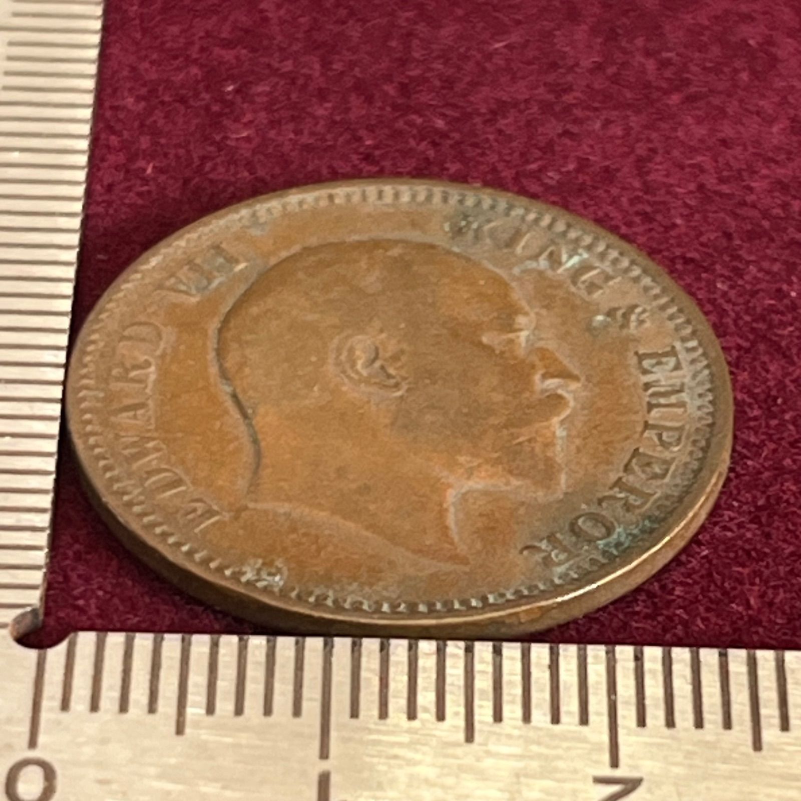 銅貨】1907年 イギリス領インド 1/4アンナ エドワード7世／大英帝国の