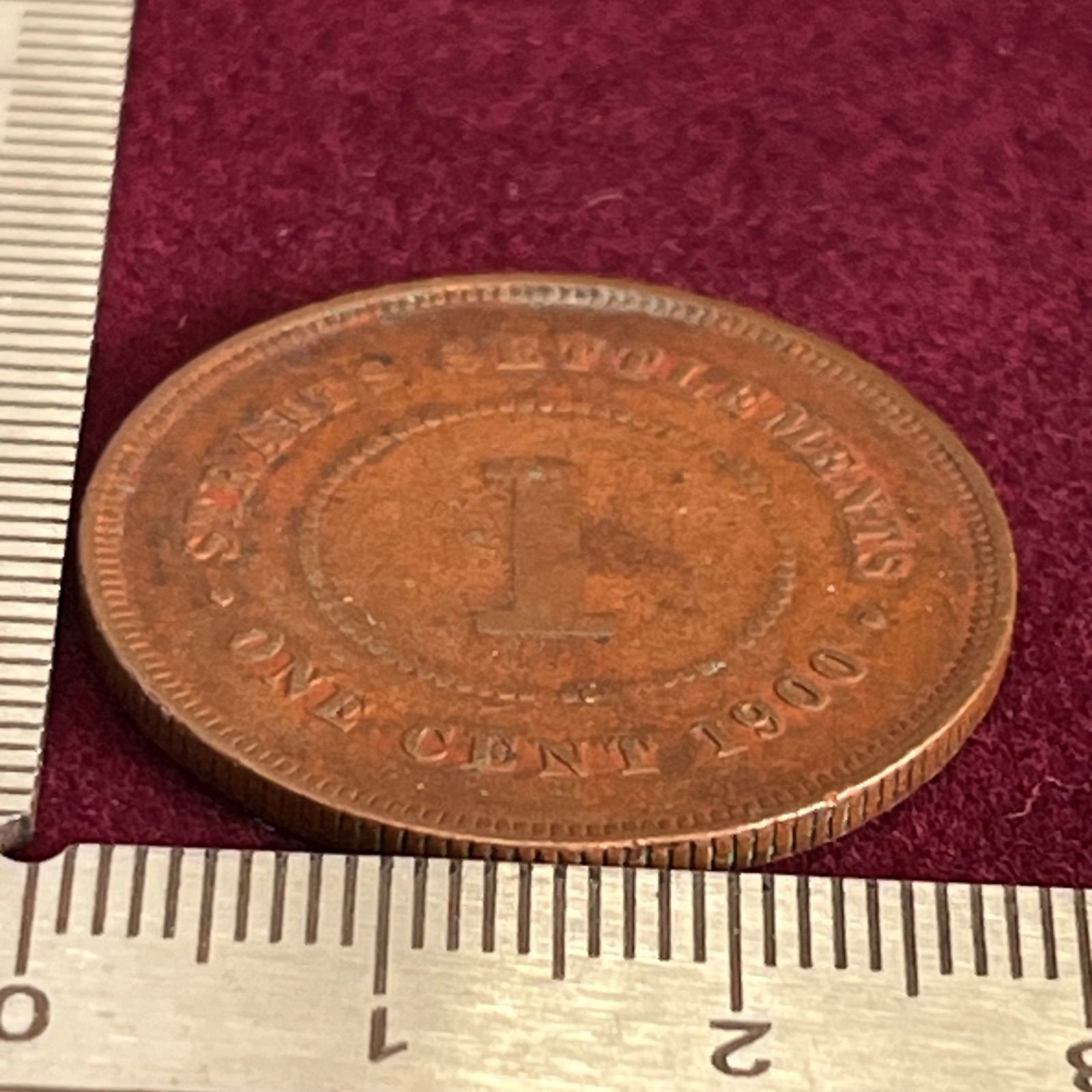 銅貨】1900年 ストレーツ植民地 1セント銅貨 ヴィクトリア女王／海峡