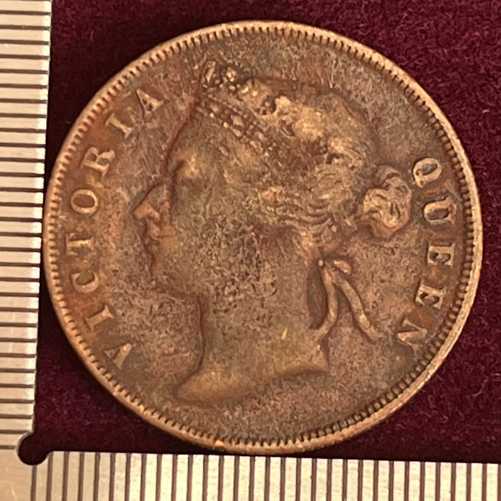 古銭　ビクトリア女王　1セント銅貨 香港 1866 ヴィクトリア女王 1セント 銅貨 PCGS Scrape-UNC Detail