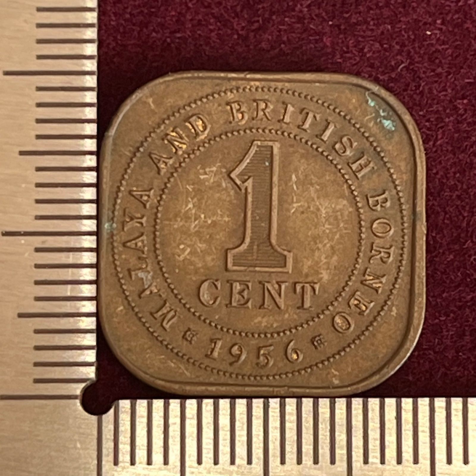 銅貨】1956年 マラヤ・ボルネオ英領 1セント／エリザベス2世戴冠初期の