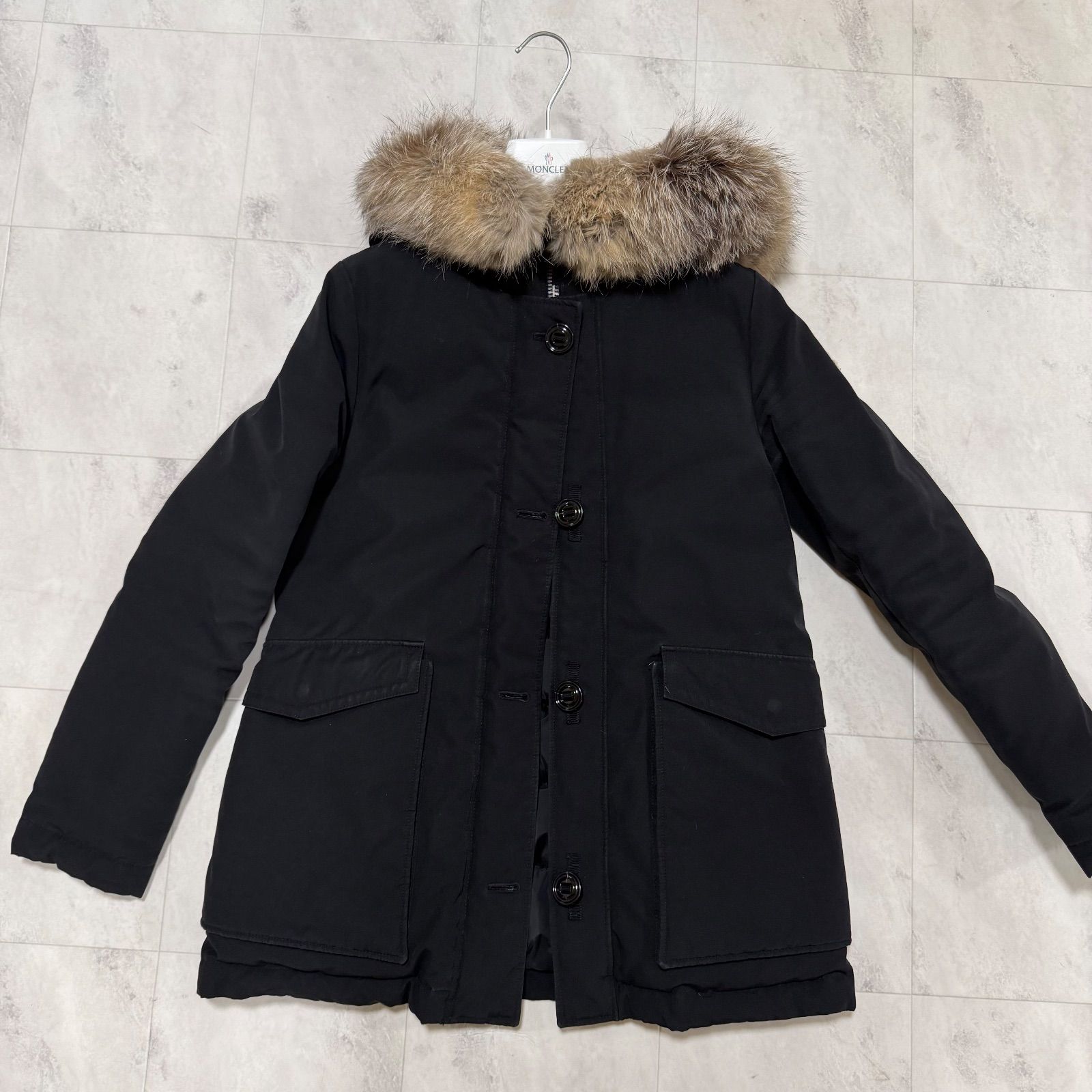 MONCLER モンクレール COURVITE フォックス サイズ0 ダウンジャケット コート ブラック レディース