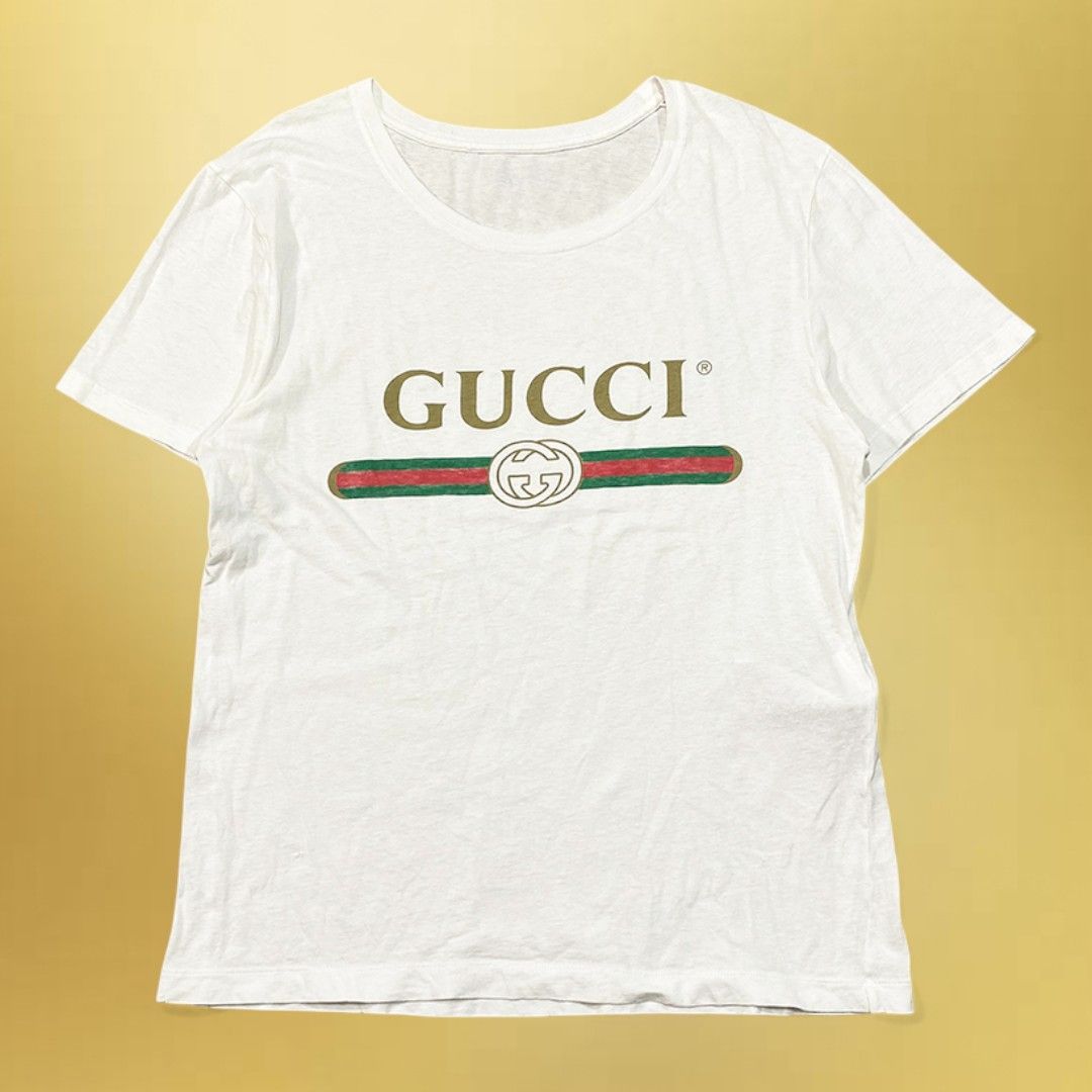 GUCCI グッチ 半袖 Tシャツ ホワイト XS ロゴ柄 KT60-D6-KG
