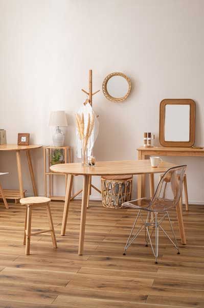 天然木 ラバーウッド の壁寄せダイニングテーブル W120×D80×H72cm No.002 ナチュラル