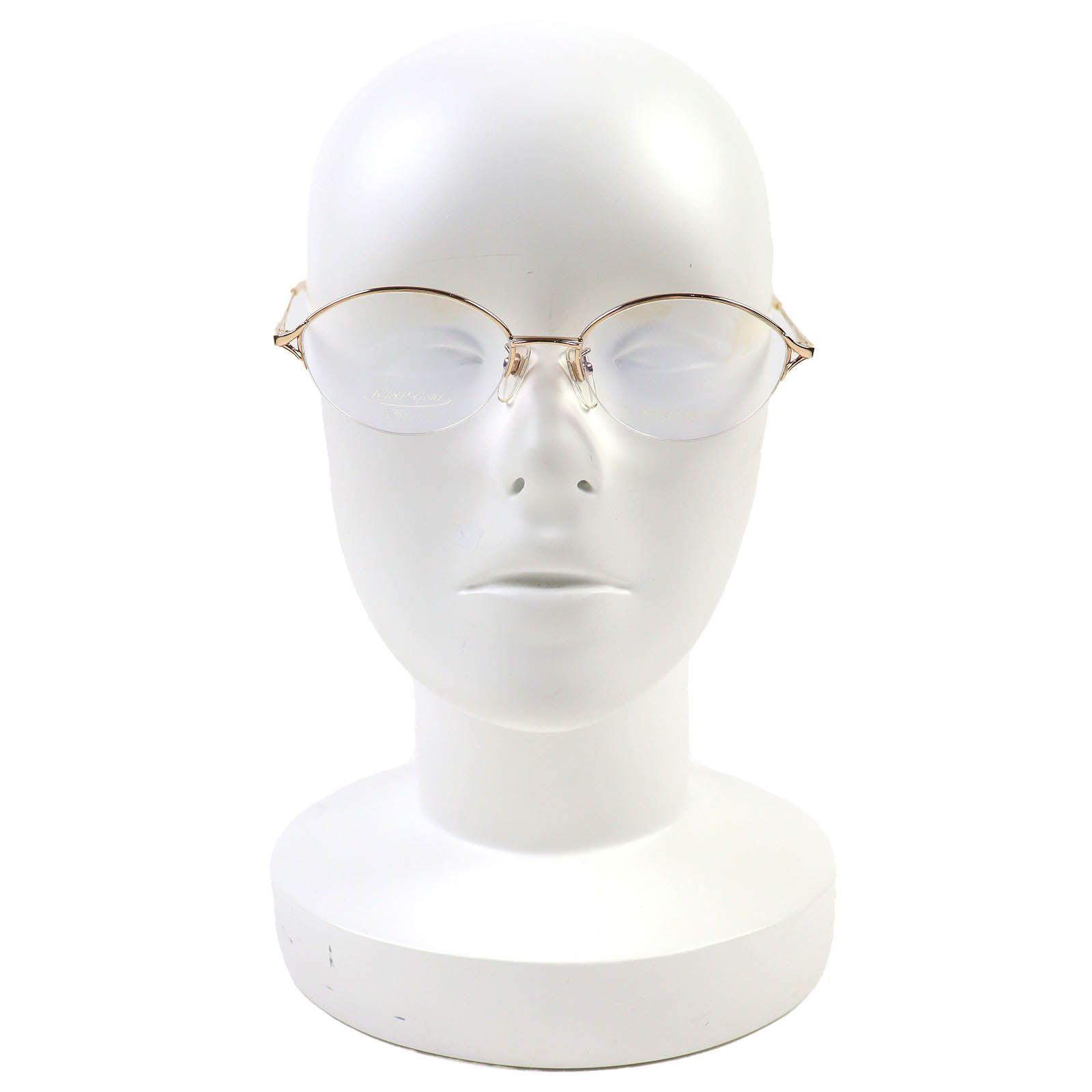 △NINA RICCI ニナリッチ NR2689 K18 ハーフリム 螺鈿細工 メガネ 眼鏡 アイウェア ピンクゴールド 52□17 135 デモレンズ 重量26.0g レディース