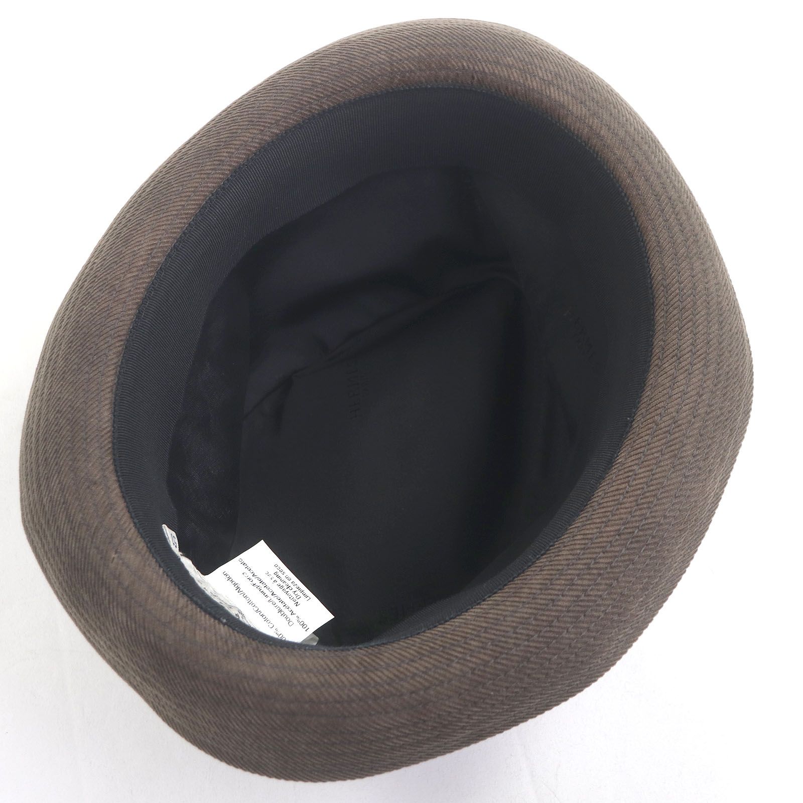 HERMES エルメス Hロゴ刺繍 コーデュロイ 中折れ帽 帽子 ポークパイハット ブラウン 57 フランス製 メンズ