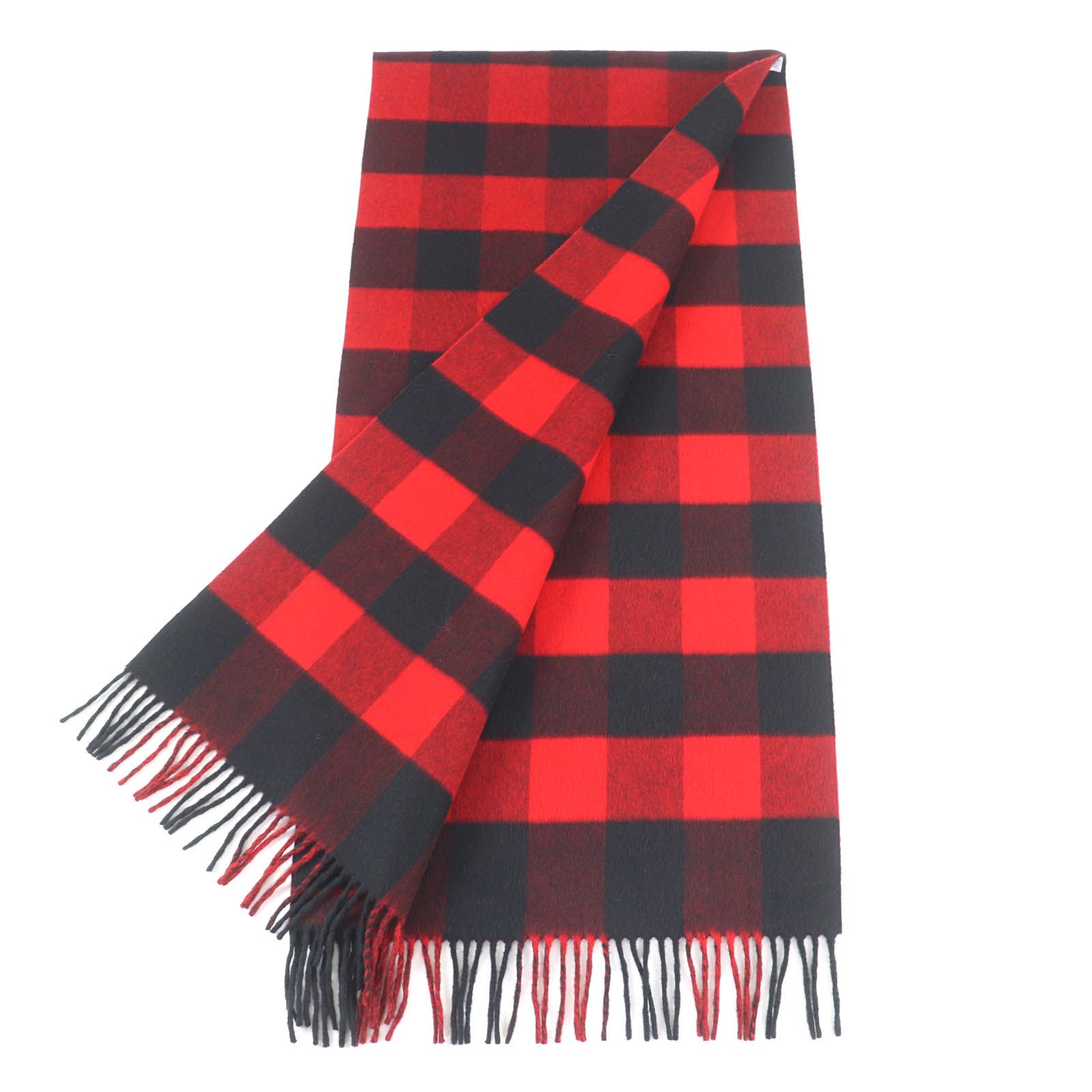 Christian Dior クリスチャンディオール 95CHE200I アンゴラ混 ロゴデザイン チェック柄 フリンジ付 大判 マフラー レッド ブラック イタリア製 レディース