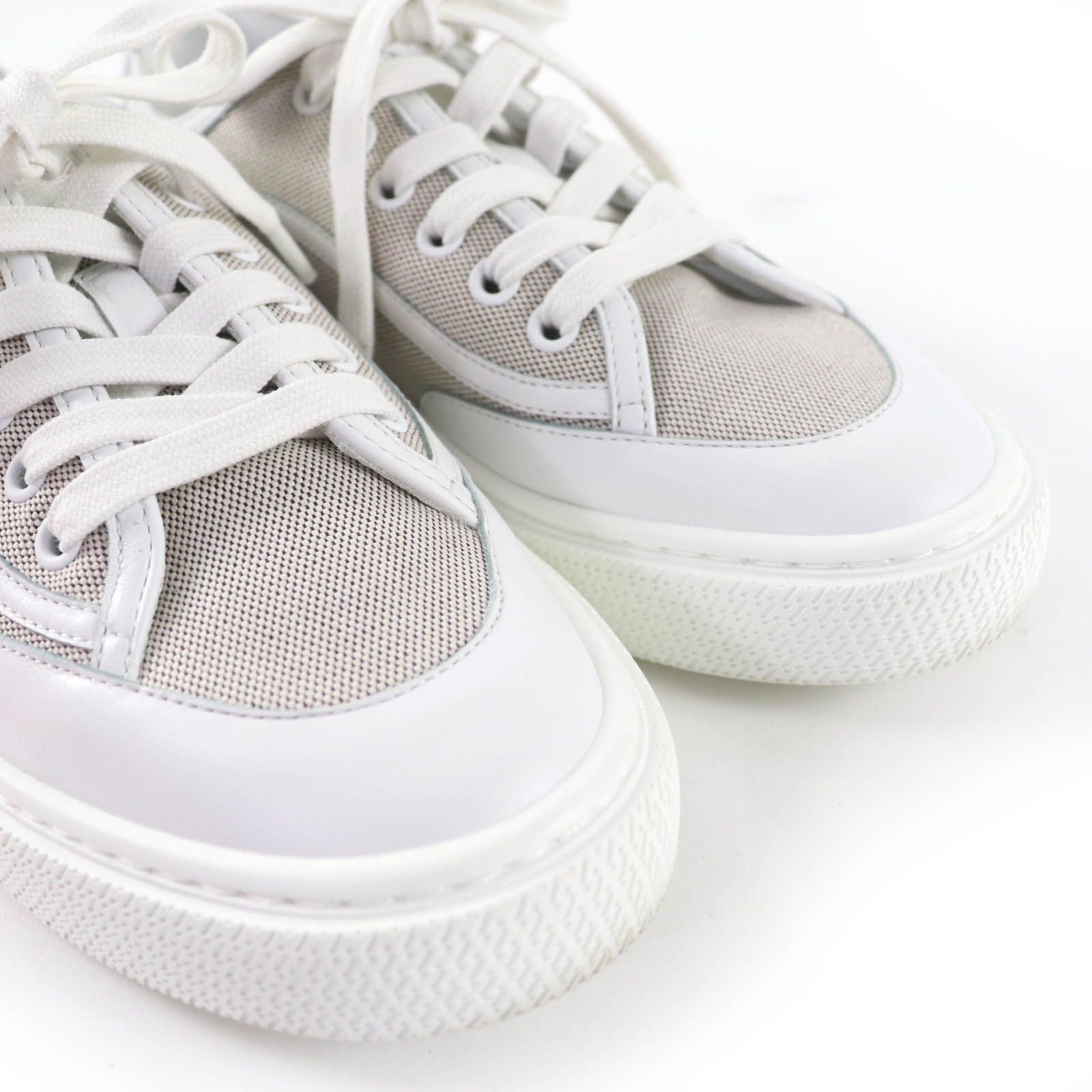  HERMES エルメス ゲット ファブリック レザー使い ローカットスニーカー ホワイト グレー 35.5 箱 保存袋付き イタリア製 レディース スニーカー 靴