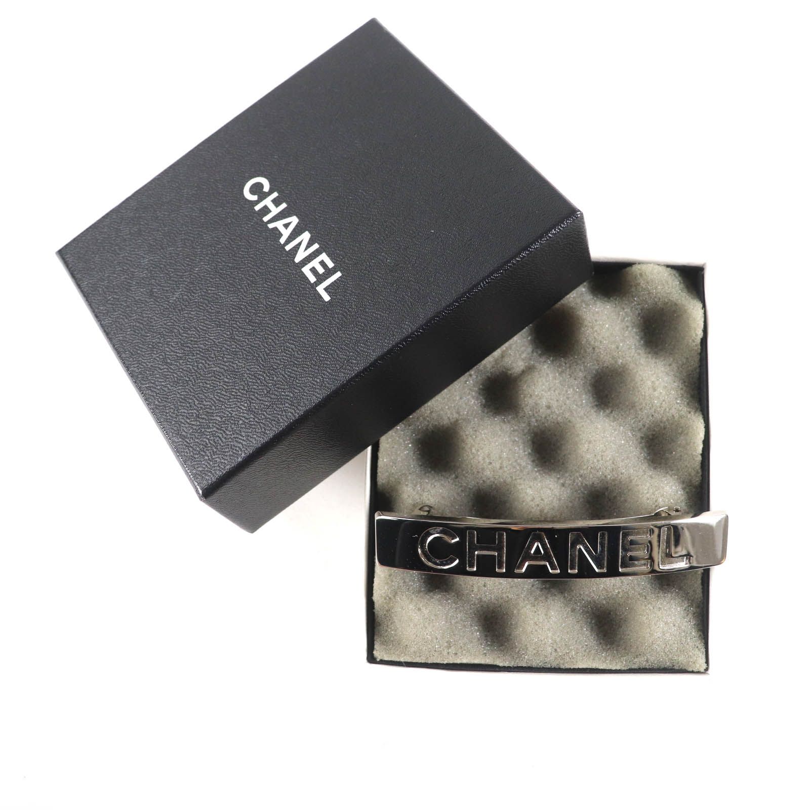 CHANEL シャネル ヴィンテージ 96P ロゴデザイン バレッタ ヘア シルバー き フランス製 レディース