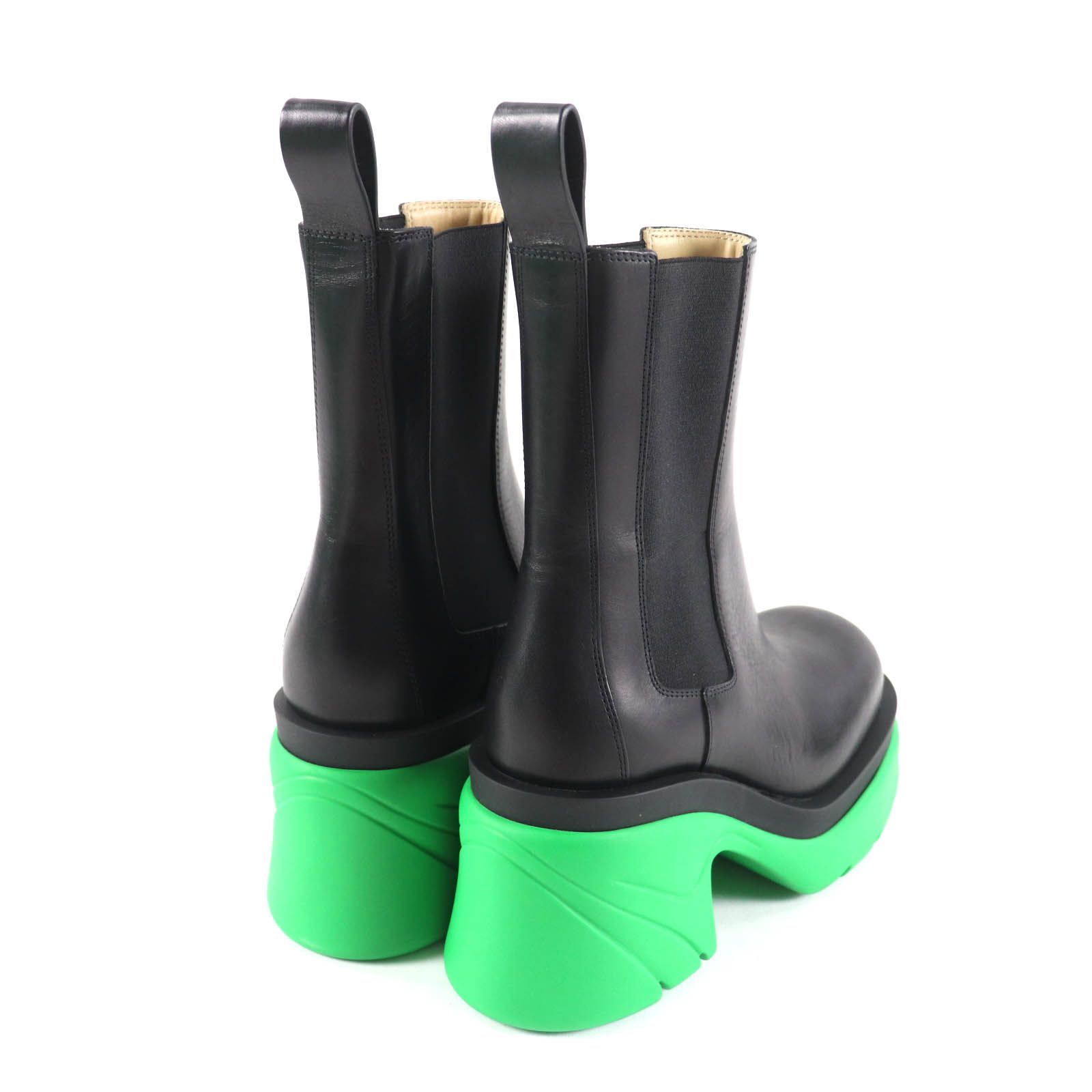 ♥品 BOTTEGAVENETA ボッテガヴェネタ FLASH フラッシュ サイドゴア ミニタリーカーフ アンクルブーツ ブラック グリーン 37.5 保存袋付き イタリア製 レディース WWW_USTAUSTRALIA_COM_AU