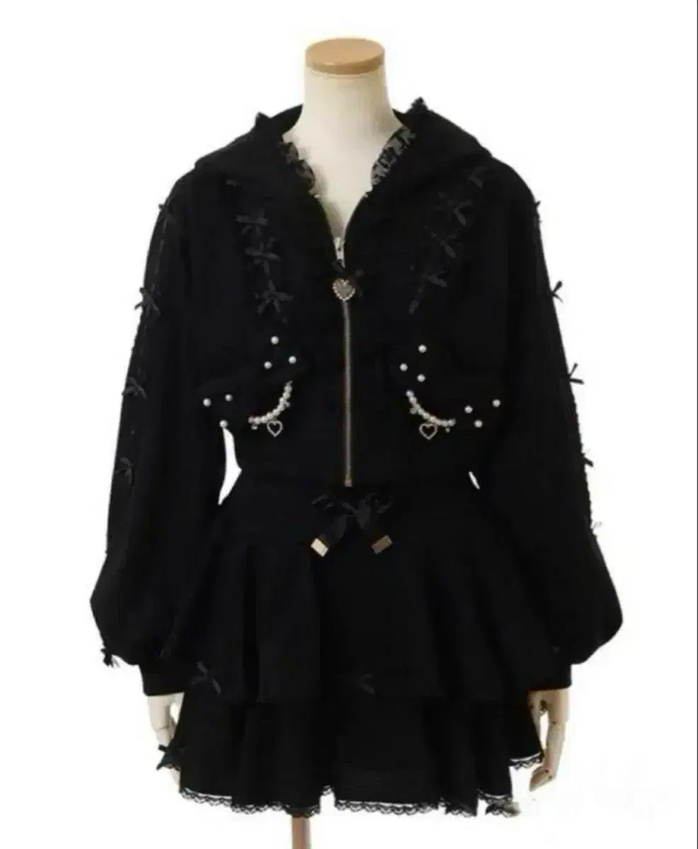 シークレットハニー フーディー ジップアップ リボン セットアップ シークレットハニー ゴシック 量産型 地雷系 量産型