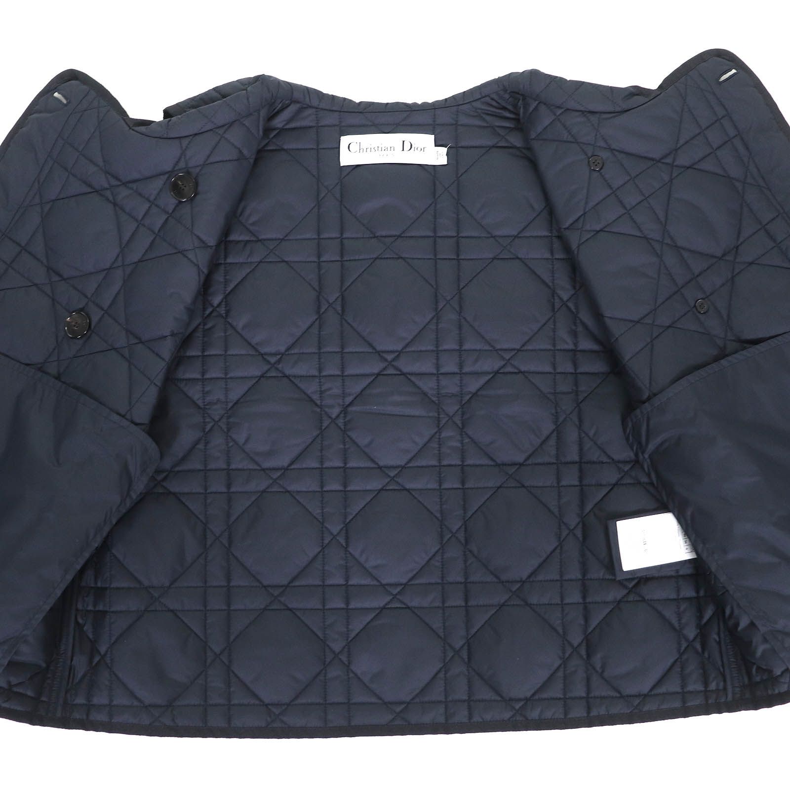 新品続々入荷中！ △Christian Dior クリスチャンディオール 23SS 317G19A2827 マクロカナージュ キルティングテクニカルタフタベスト BEE刺繍 ネイビー 40 イタリア製 レディース ◎ 激レア