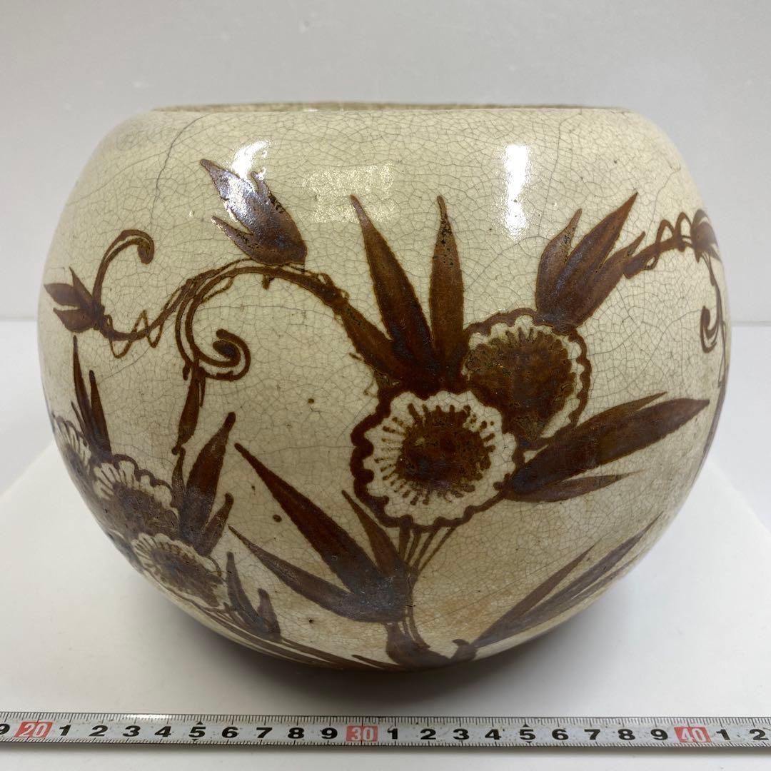 古唐津 鉄絵 壺 幅約23.5㎝ 東さ7-0203