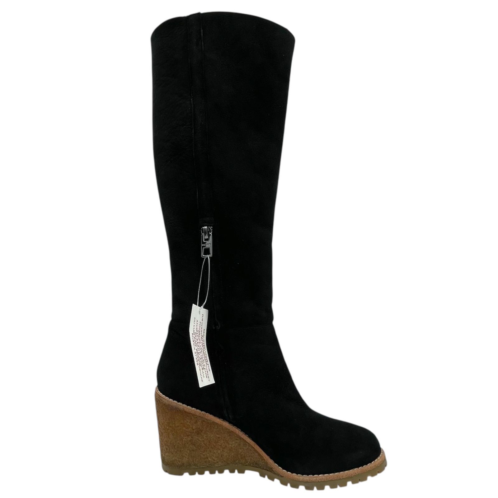  COACH コーチ ロングブーツ ムートン ボア チャック ブラック ウェッジソール Q 6456 37 23 cm ロングブーツ ブーツ