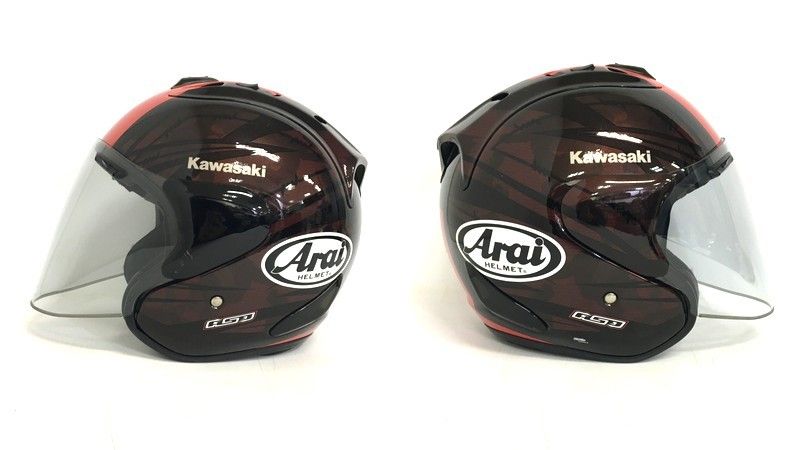 Arai アライ SZ-RAM4 KAWASAKI ジェットヘルメット 除菌消臭済 Mサイズ ブラウン オレンジ オートバイ ツーリング ライディング バイカー バイク用品 TA3574 FFCRYSTALESIA_COM