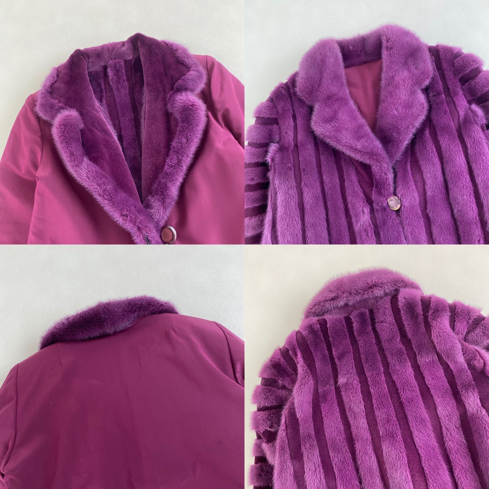 毛皮コート ミンク 本毛皮 リアルファー 紫 ピンク 奇抜 リバーシブル