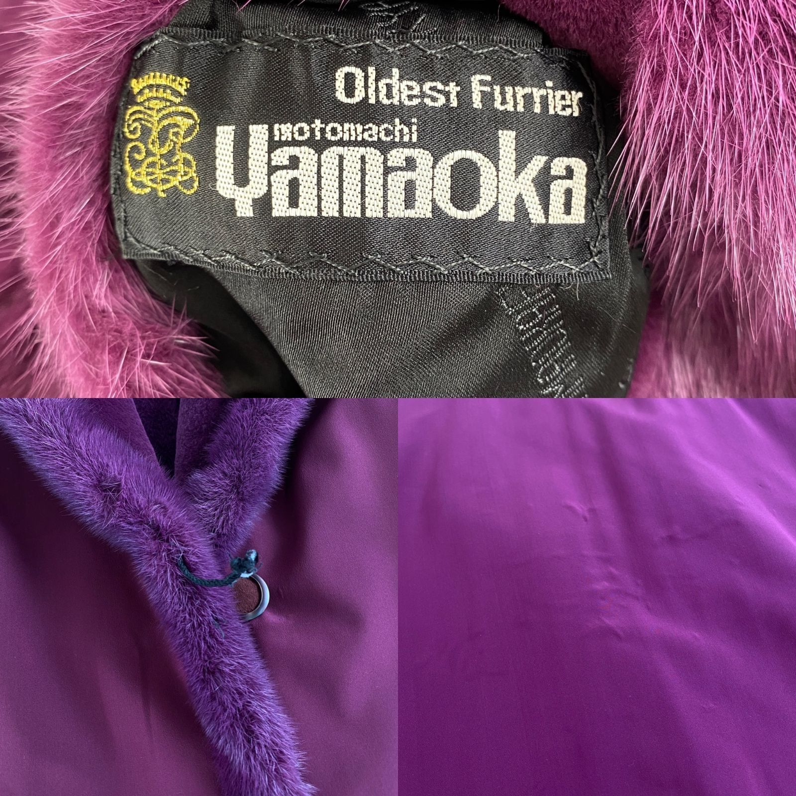 毛皮コート ミンク 本毛皮 リアルファー 紫 ピンク 奇抜 リバーシブル