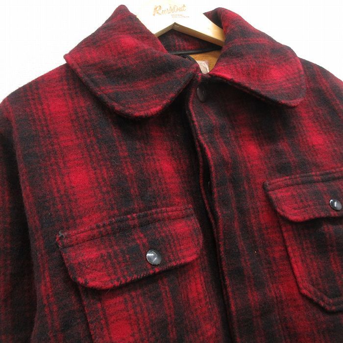 L 古着 ウールリッチ 長袖 ウール ジャケット メンズ 80s マッキーノ 赤 レッド チェック spe 25oct29 アウター