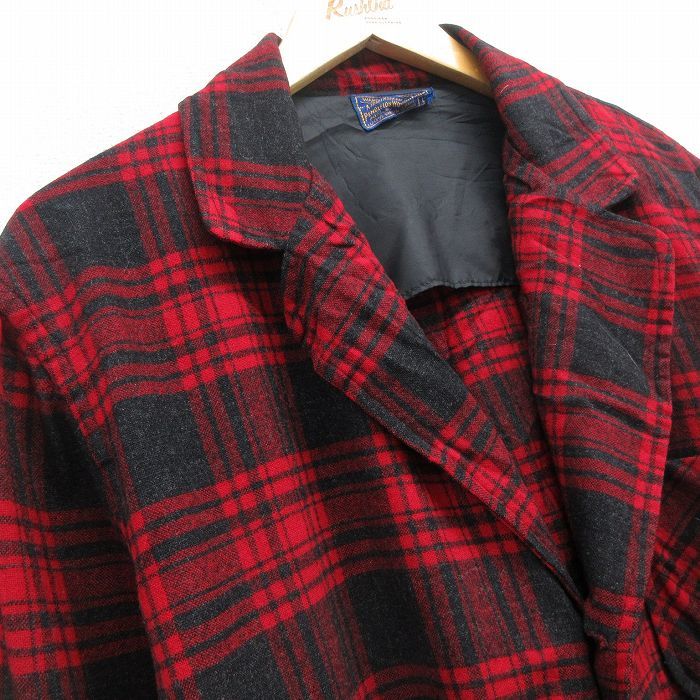 XL 古着 ペンドルトン 長袖 ビンテージ ウール ジャケット メンズ 60s 赤 レッド チェック 25oct29 アウター