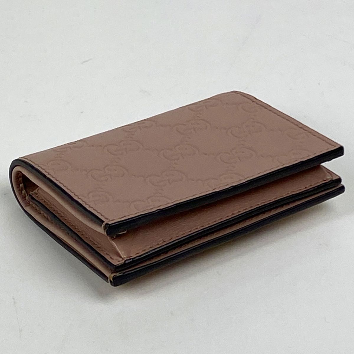 グッチ GUCCI グッチシマ カードケース 名刺 リボン 札入れ カードケース シマレザー ピンク 406924 レディース