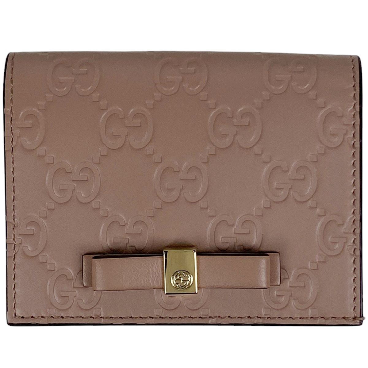 グッチ GUCCI グッチシマ カードケース 名刺 リボン 札入れ カードケース シマレザー ピンク 406924 レディース