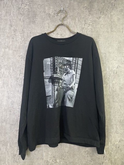 日本製 GOD SELECTION XXX ｺﾞｯﾄﾞｾﾚｸｼｮﾝ ﾛﾝT TEE Tｼｬﾂ 長袖 ﾌﾟﾘﾝﾄ ﾌﾞﾗｯｸ S 33939473