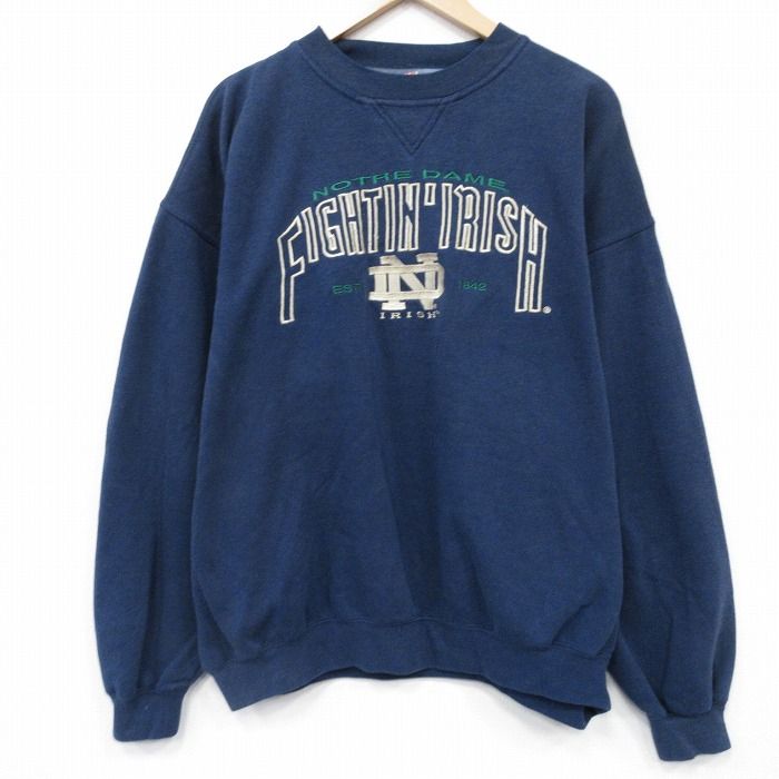 XL/古着 長袖 スウェット メンズ 90s ノートルダム 大きいサイズ
