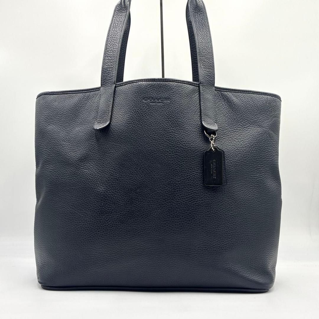 美品 コーチ サリバン C9876 トートバッグ レザー シボ革 A4 大容量 高級 コーチ サリバン C9876 トートバッグ レザー シボ革 A4 ネイビー
