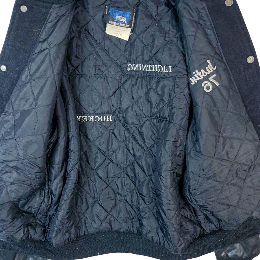 USA製Cunningham's sports袖レザー切り替えウールスタジャン中綿入り