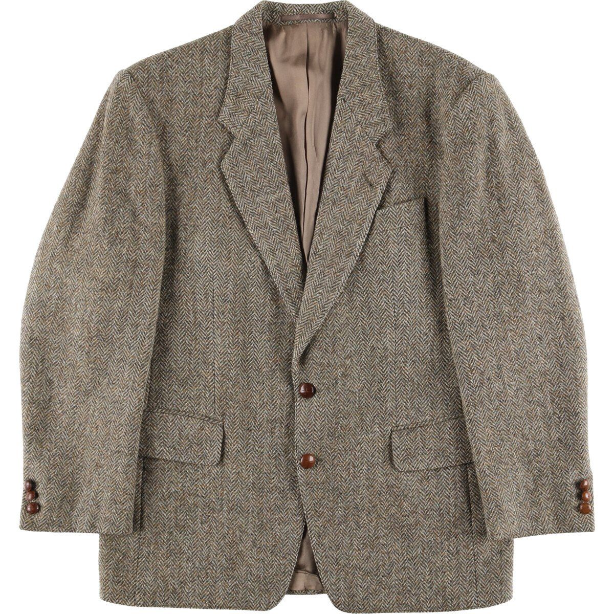 古着 90年代~ CRESCENDO KREYMBORG Harris Tweed ハリスツイード ヘリンボーン ウールテーラードジャケット メンズL相当|eaa590820