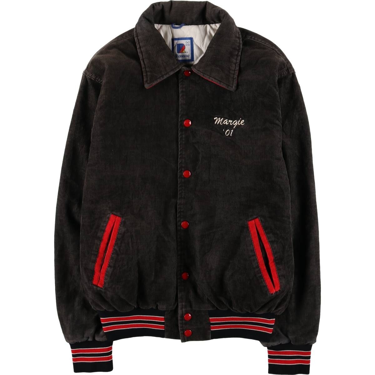 古着 80年代 Rennoc 中綿入り カレッジ コーデュロイジャケット メンズM相当 ヴィンテージ|eaa592169