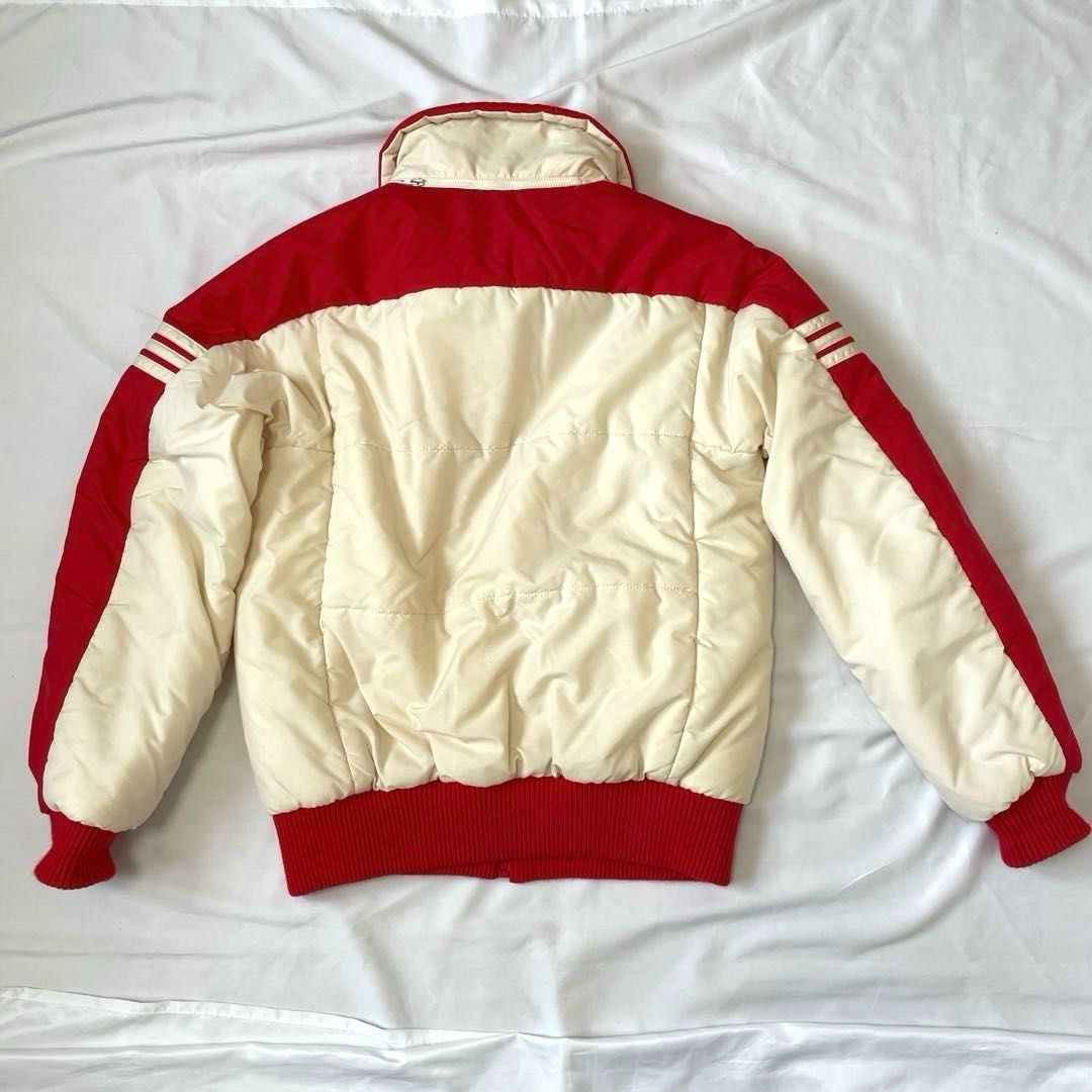 70s-80s adidas 中綿入りジャケット Mサイズ ホワイト白/レッド赤