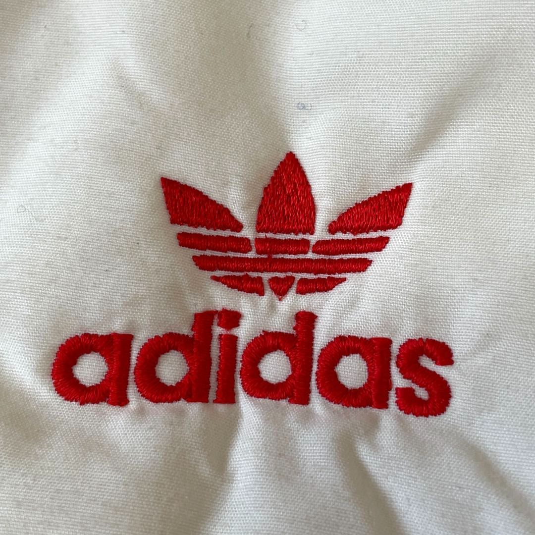 70s-80s adidas 中綿入りジャケット Mサイズ ホワイト白/レッド赤