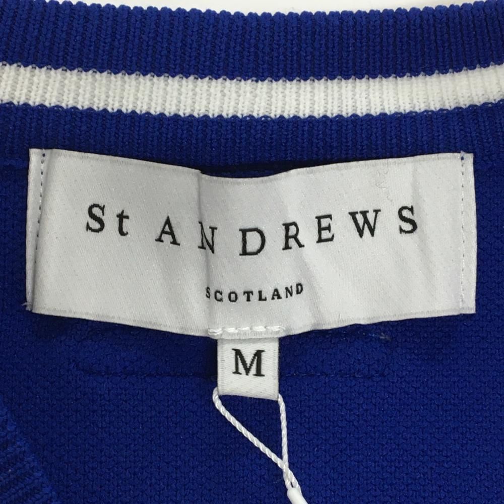 セントアンドリュース ニットベスト ブルー×白 前身頃総柄 Vネック メンズ M ゴルフウェア St ANDREWS LLC-HASEGAWATOSO_COM