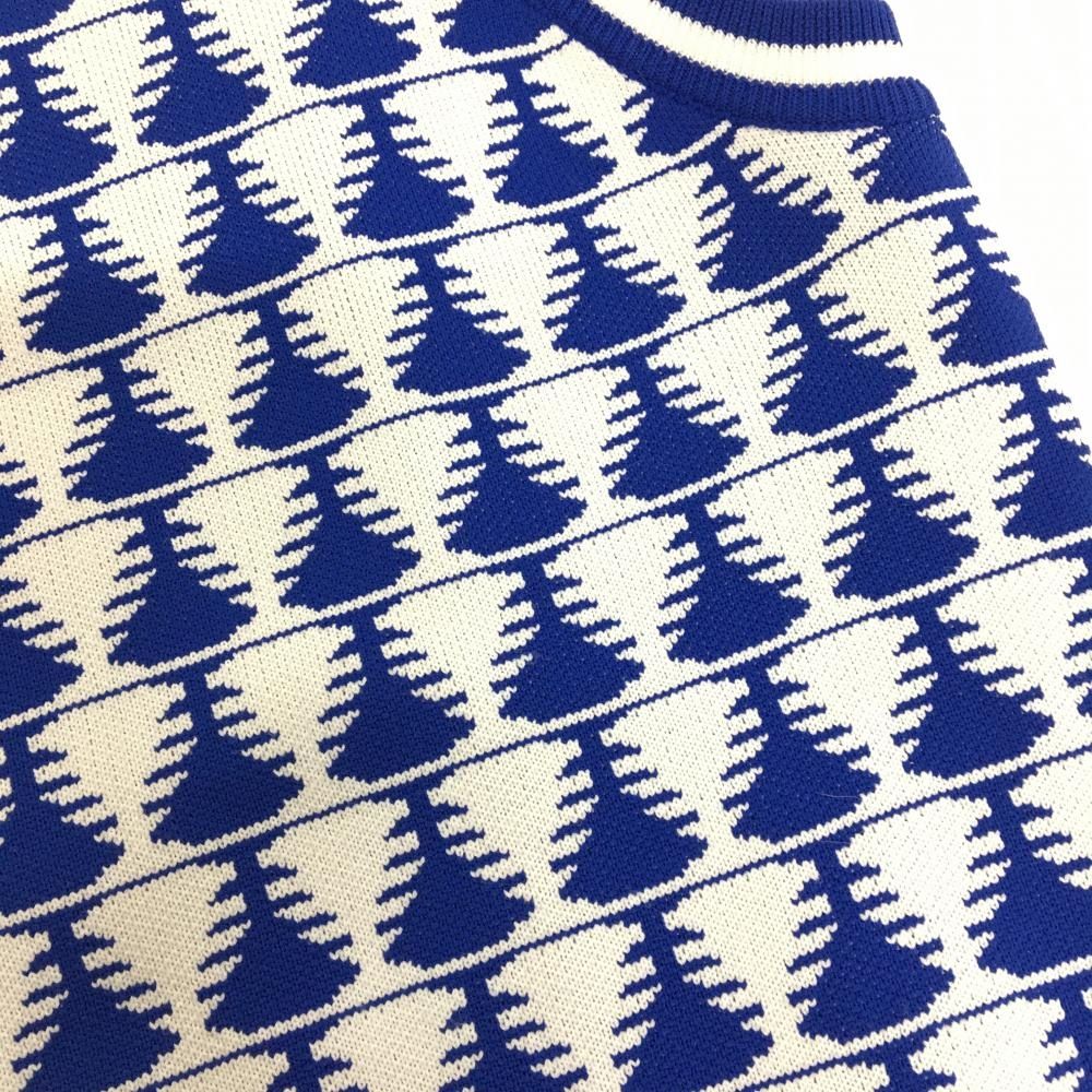 ブルー×白 前身頃総柄