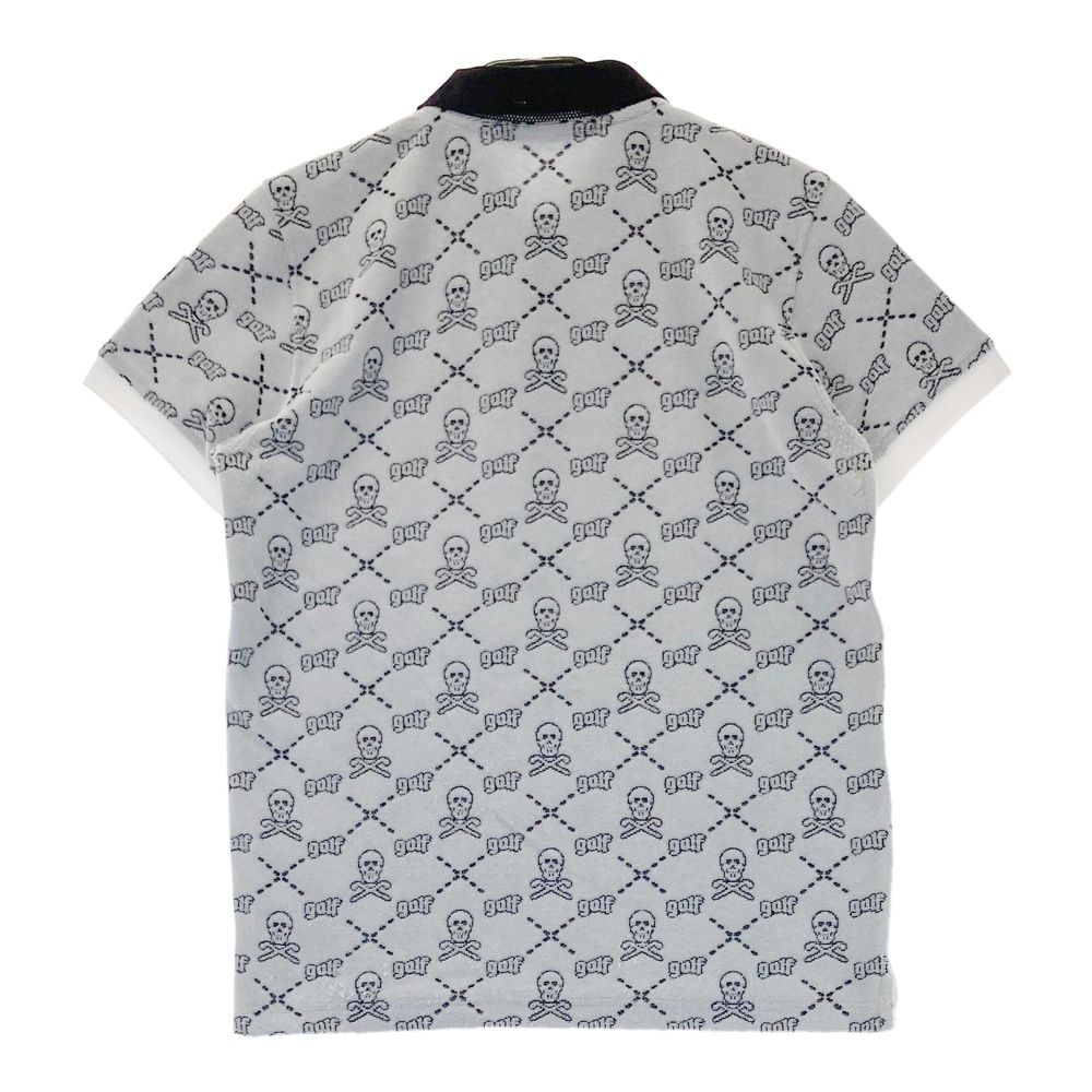サイズ 46 MARK-LONA マークアンドロナ 半袖ポロシャツ パイル スカル総柄 グレー系 240101544370 ゴルフウェア メンズ ストスト