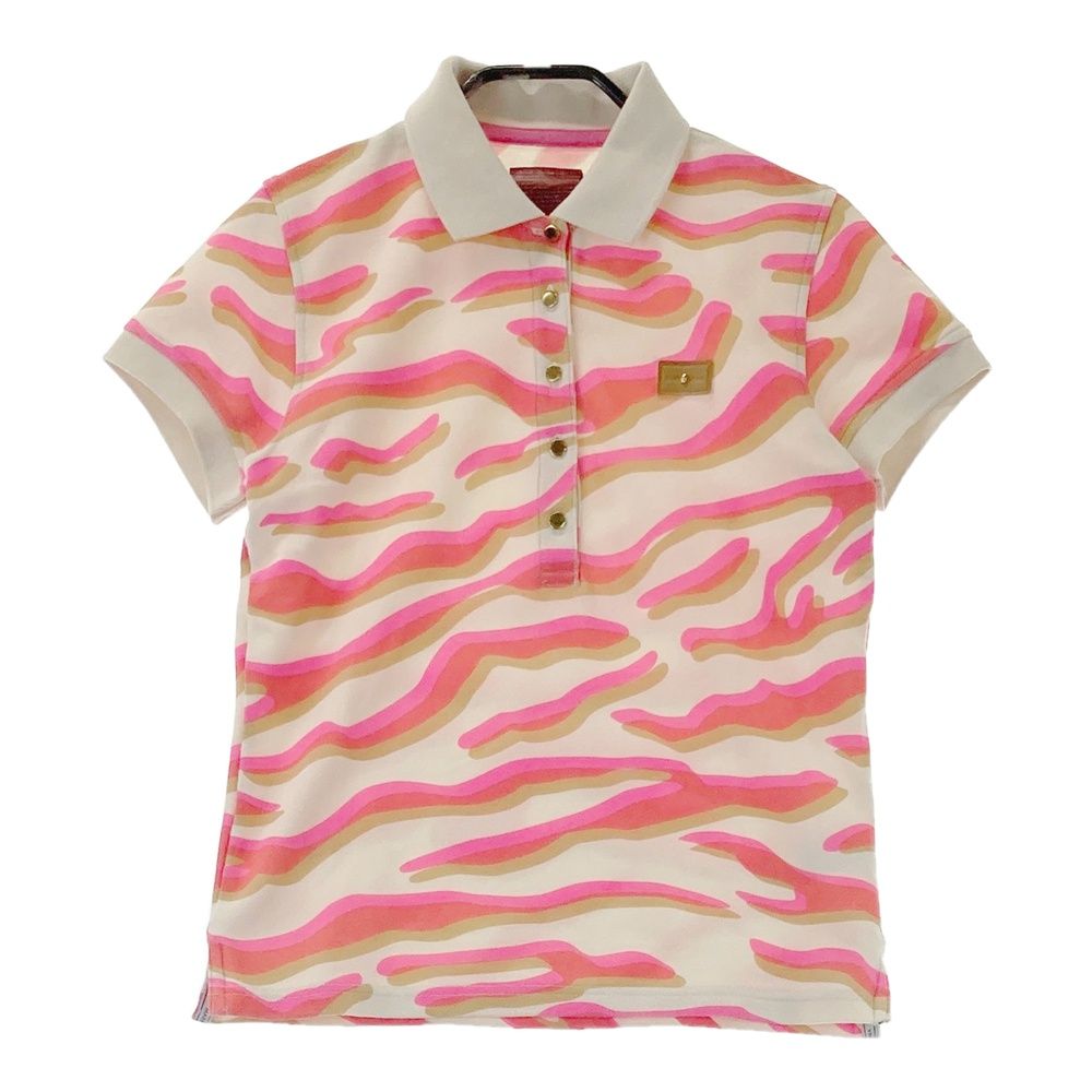 サイズ：S MARK&LONA マークアンドロナ 半袖ポロシャツ 総柄 ピンク系