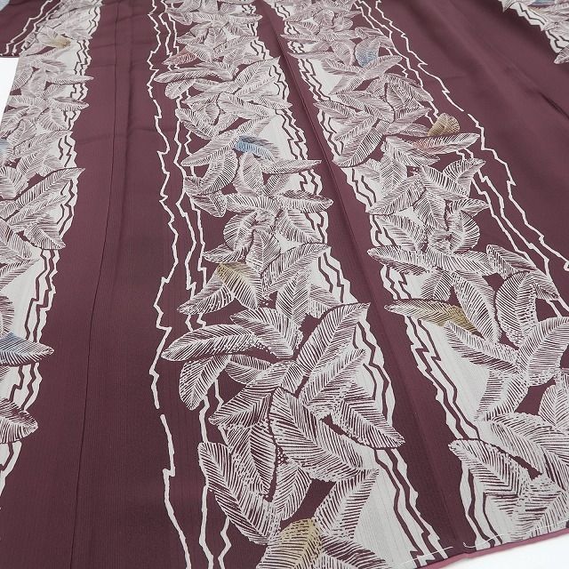 新品 唐花 着物 正絹“芽生える素敵な時間”仕付糸付 トールサイズ 小紋4228 ❁tomihisa❁新品 リーフ柄 ボタニカル 着物 正絹 仕付け糸付 トール