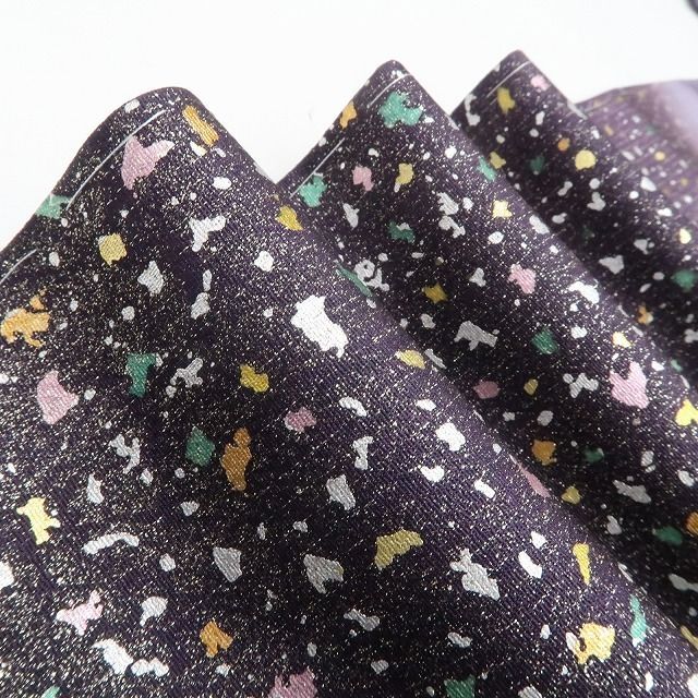 ❁tomihisa❁ 藤林徳扇 落款 箔散らし 着物 正絹 仕付け糸付 箔が煌めく紫苑の気品 訪問着 7029