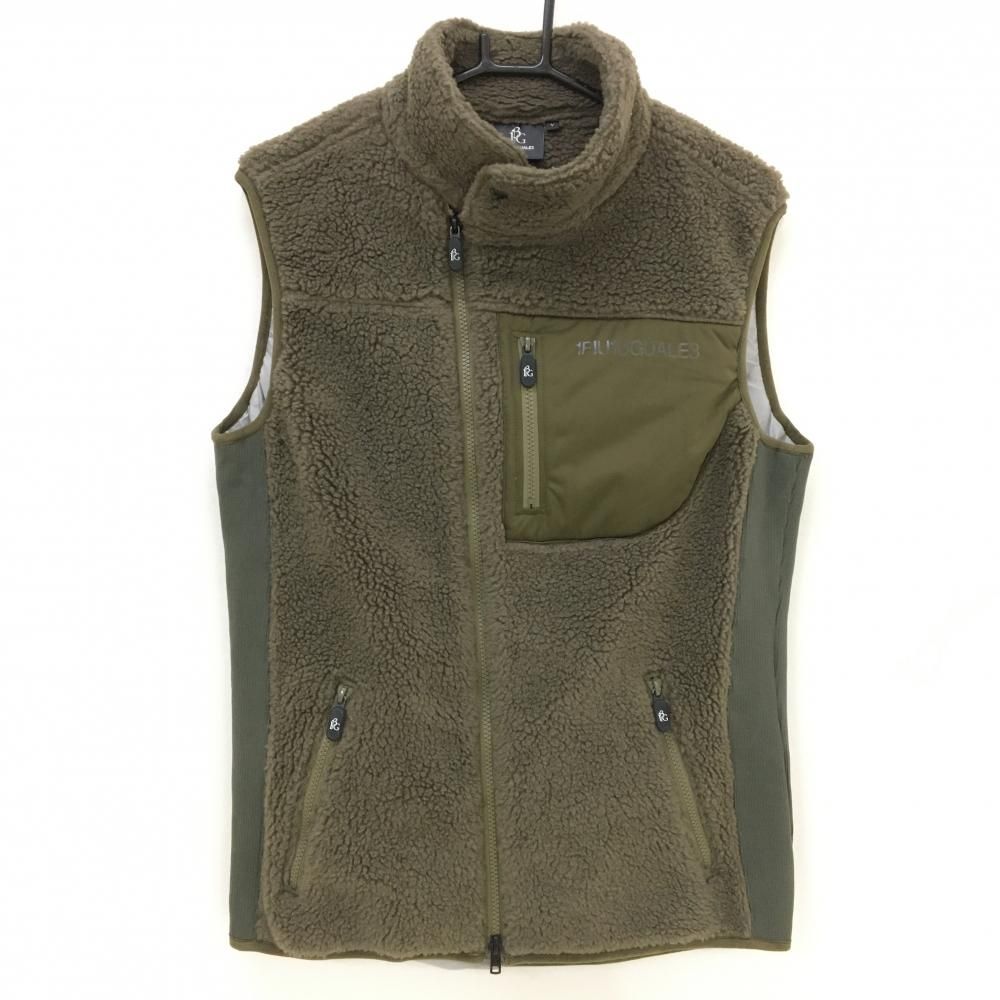 超 ウノピゥウノウグァーレトレゴルフ ボアベスト カーキ サイド切替 裏地付 メンズ V L ゴルフウェア 1PIU1UGUALE3